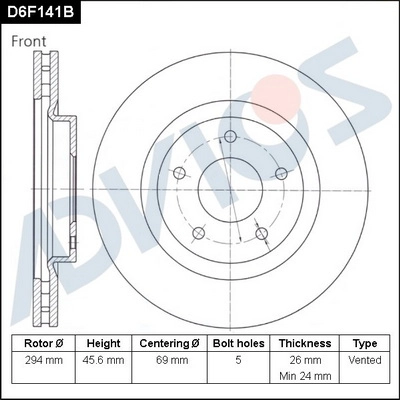 Disque de frein ADVICS D6F141B