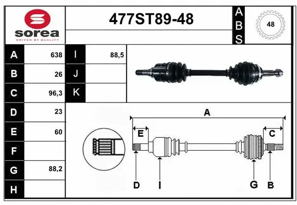 Arbre de transmission STARTCAR 477ST89-48