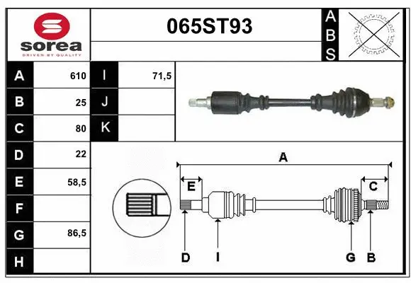 Arbre de transmission STARTCAR 065ST93