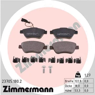 Kit de plaquettes de frein, frein à disque ZIMMERMANN 23705.180.2