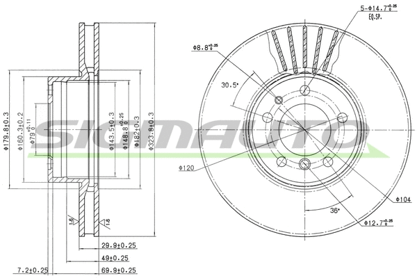 Disque de frein SIGMAUTO DBA606V