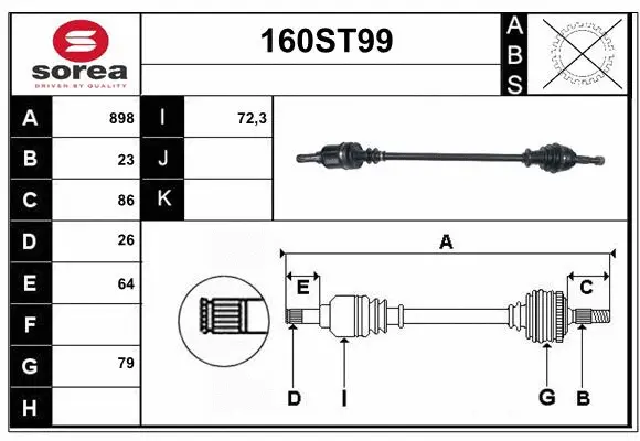 Arbre de transmission STARTCAR 160ST99