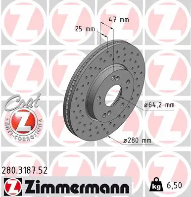 Disque de frein ZIMMERMANN 280.3187.52