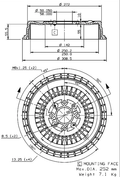 Tambour de frein VILLAR 627.0067
