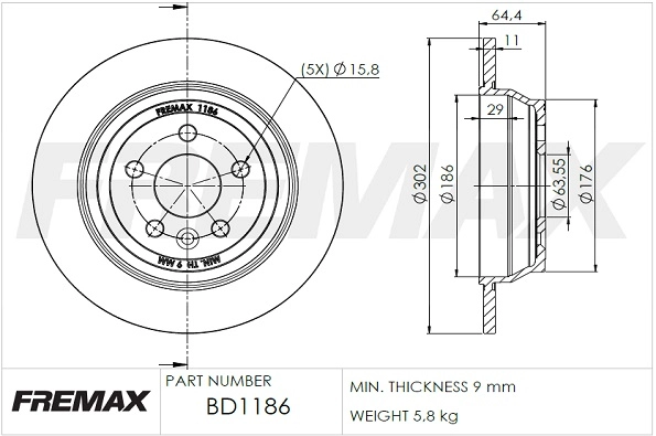 Disque de frein FREMAX BD-1186