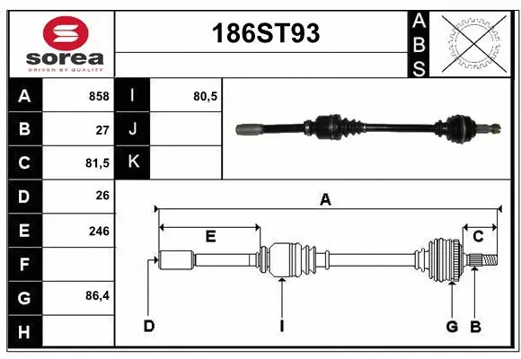 Arbre de transmission STARTCAR 186ST93