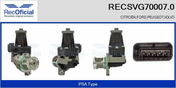 Vanne EGR RECOFICIAL RECSVG70007.0
