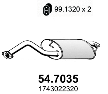 Silencieux arrière ASSO 54.7035