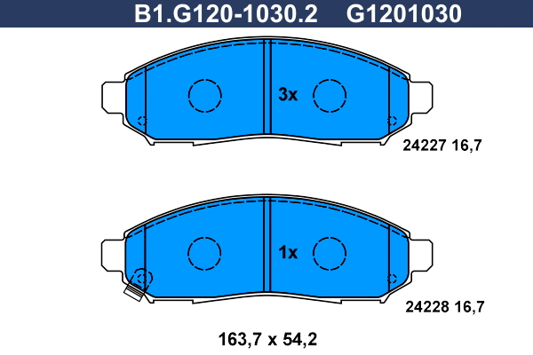 Kit de plaquettes de frein, frein à disque GALFER B1.G120-1030.2
