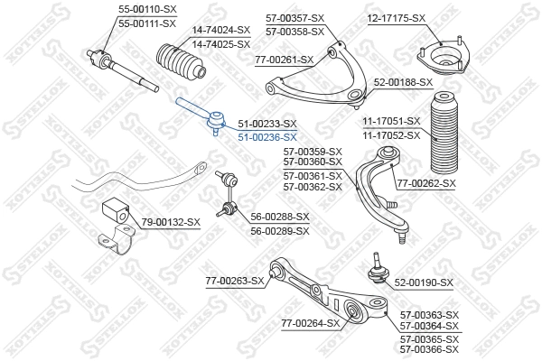 Rotule de barre de connexion STELLOX 51-00236-SX