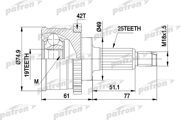 Jeu de joints, arbre de transmission PATRON PCV3741