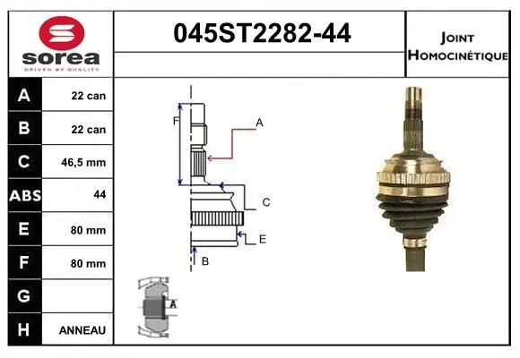 Jeu de joints, arbre de transmission STARTCAR 045ST2282-44