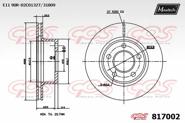 Disque de frein MAXTECH 817002