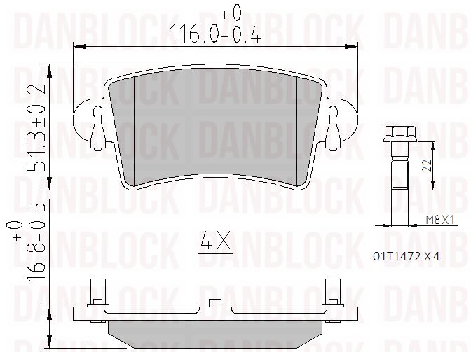 Kit de plaquettes de frein, frein à disque DANBLOCK DB 510369
