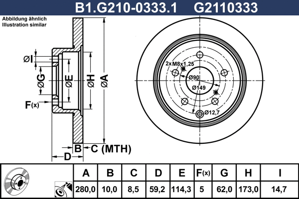 Disque de frein GALFER B1.G210-0333.1