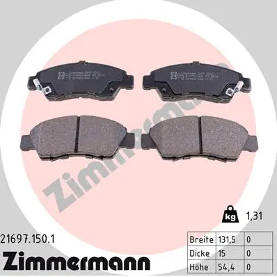 Kit de plaquettes de frein, frein à disque ZIMMERMANN 21697.150.1