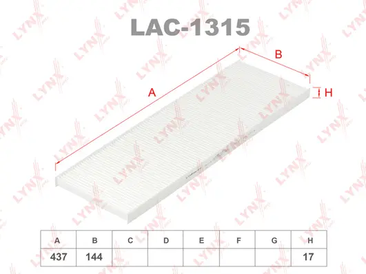 Filtre, air de l'habitacle LYNXAUTO LAC-1315