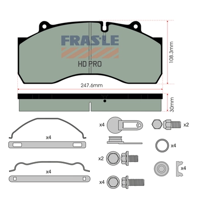 Kit de plaquettes de frein, frein à disque FRAS-LE PD/170-K016-HD