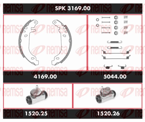 Kit de freins, freins à tambours REMSA SPK 3169.00