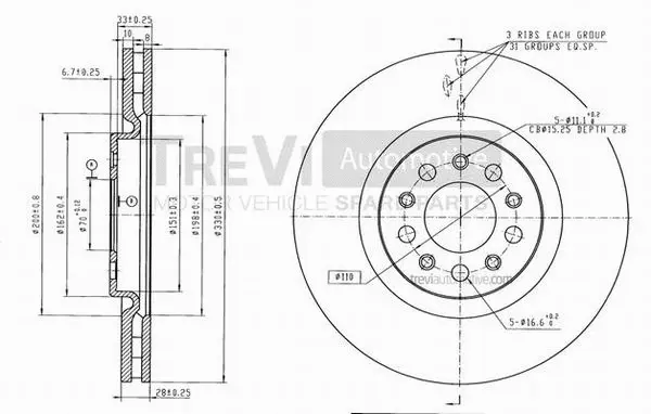 Disque de frein TREVI AUTOMOTIVE BD1177