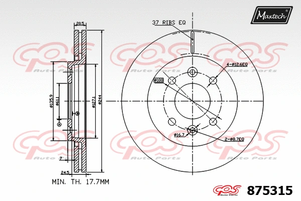 Disque de frein MAXTECH 875315