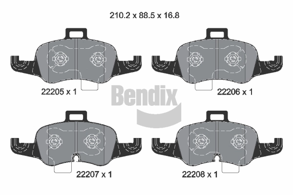Kit de plaquettes de frein, frein à disque BENDIX Braking BPD2589