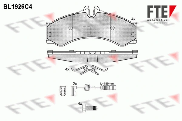 Kit de plaquettes de frein, frein à disque FTE 9010514