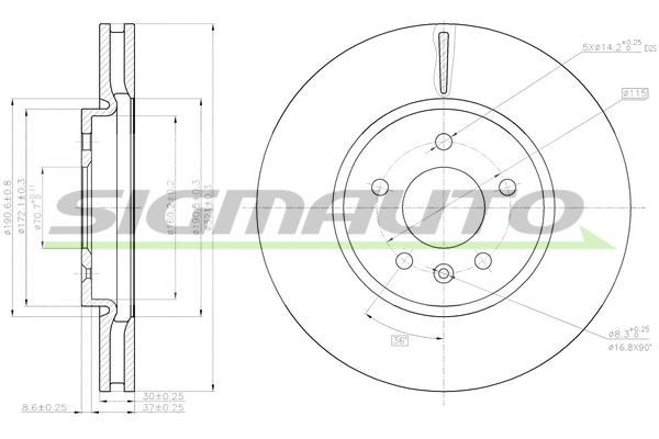 Disque de frein SIGMAUTO DBC191V