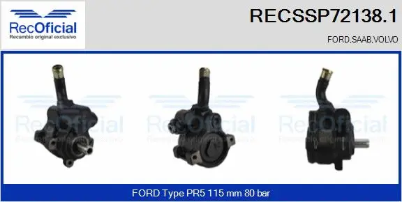 Pompe hydraulique, direction RECOFICIAL RECSSP72138.1