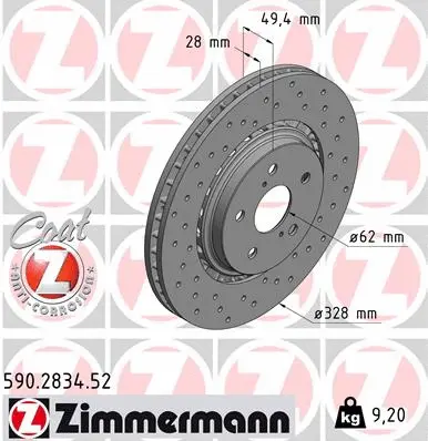 Disque de frein ZIMMERMANN 590.2834.52