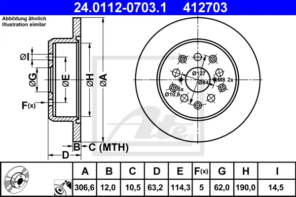 Disque de frein ATE-APAC 24.0112-0703.1