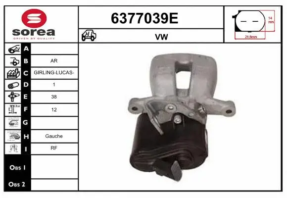 Étrier de frein STARTCAR 6377039E