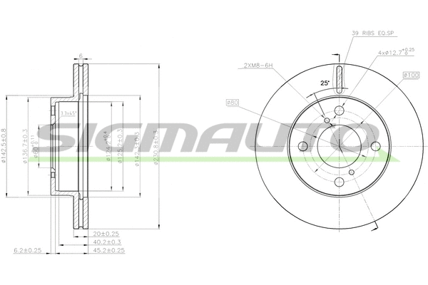Disque de frein SIGMAUTO DBB960V