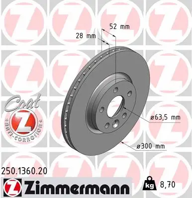 Disque de frein ZIMMERMANN 250.1360.20