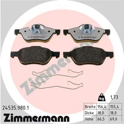 Kit de plaquettes de frein, frein à disque ZIMMERMANN 24535.980.1