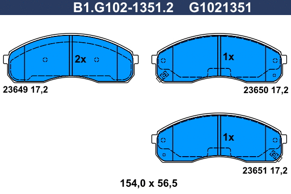 Kit de plaquettes de frein, frein à disque GALFER B1.G102-1351.2
