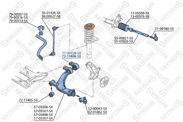 Suspension, bras de liaison STELLOX 77-00158-SX