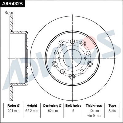Disque de frein ADVICS A6R432B