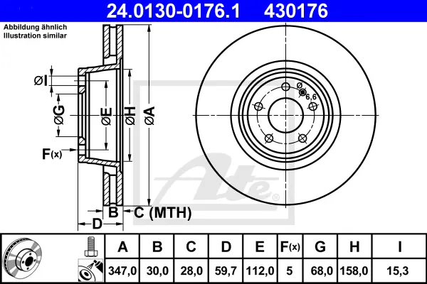 Disque de frein ATE-APAC 24.0130-0176.1