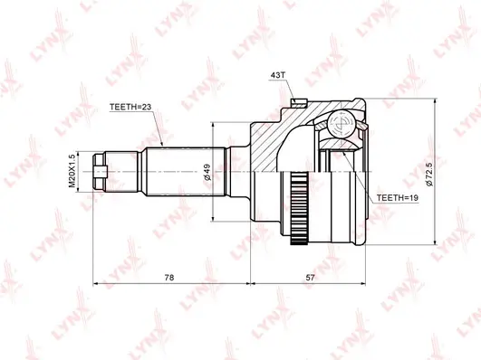 Jeu de joints, arbre de transmission LYNXAUTO CO-7307A