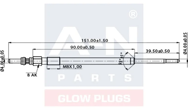Bougie de préchauffage A-N PARTS A-N153003