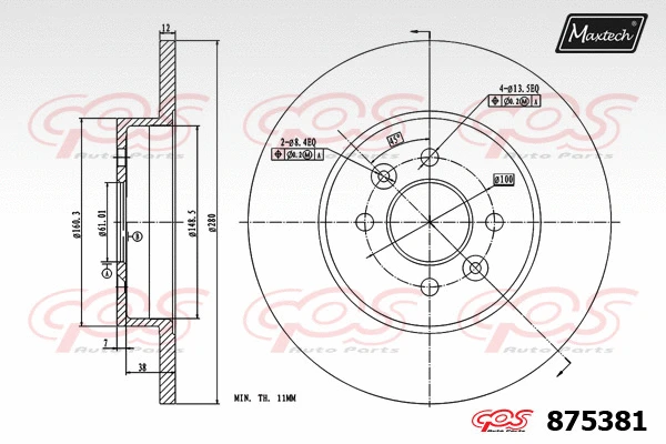 Disque de frein MAXTECH 875381