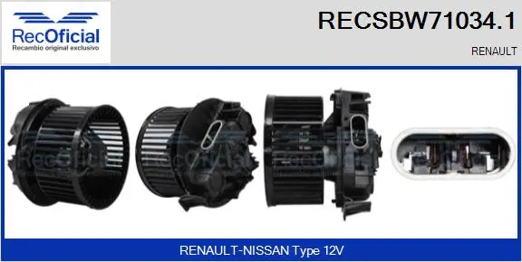 Pulseur d'air habitacle RECOFICIAL RECSBW71034.1