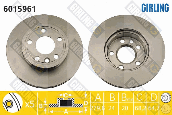 Disque de frein GIRLING 6015961
