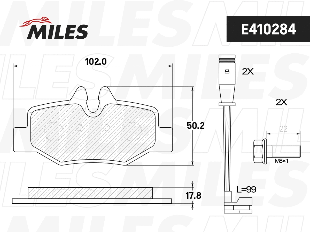 Kit de plaquettes de frein, frein à disque MILES E410284