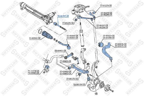 Rotule de direction intérieure, barre de connexion STELLOX 55-00357-SX
