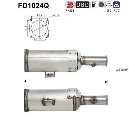 Filtre à particules / à suie, échappement AS FD1024Q