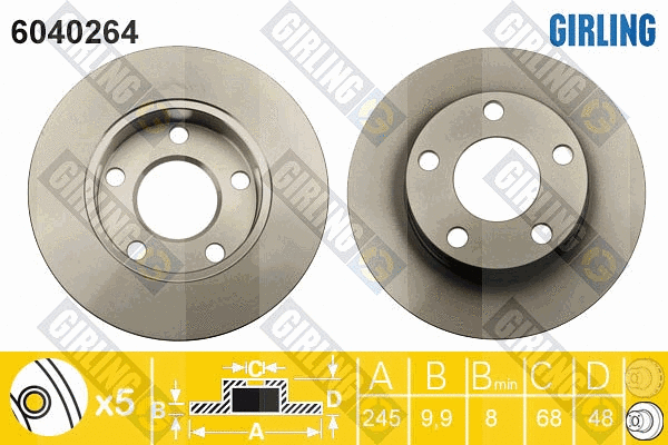Disque de frein GIRLING 6040264
