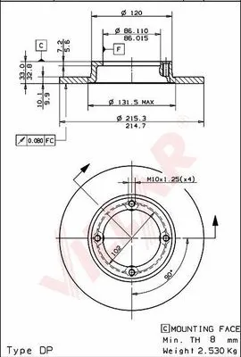 Disque de frein VILLAR 628.1099
