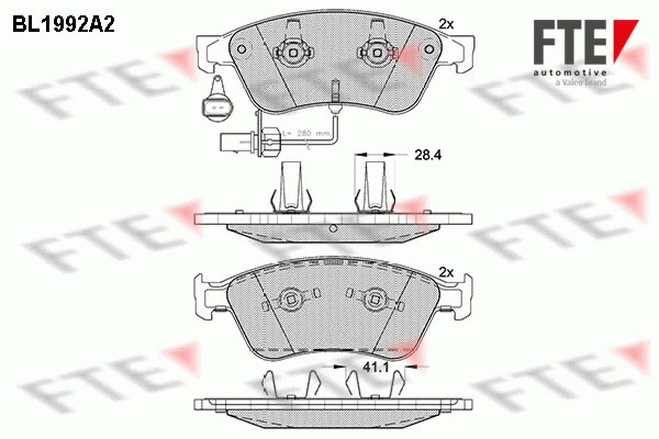 Kit de plaquettes de frein, frein à disque FTE 9010580